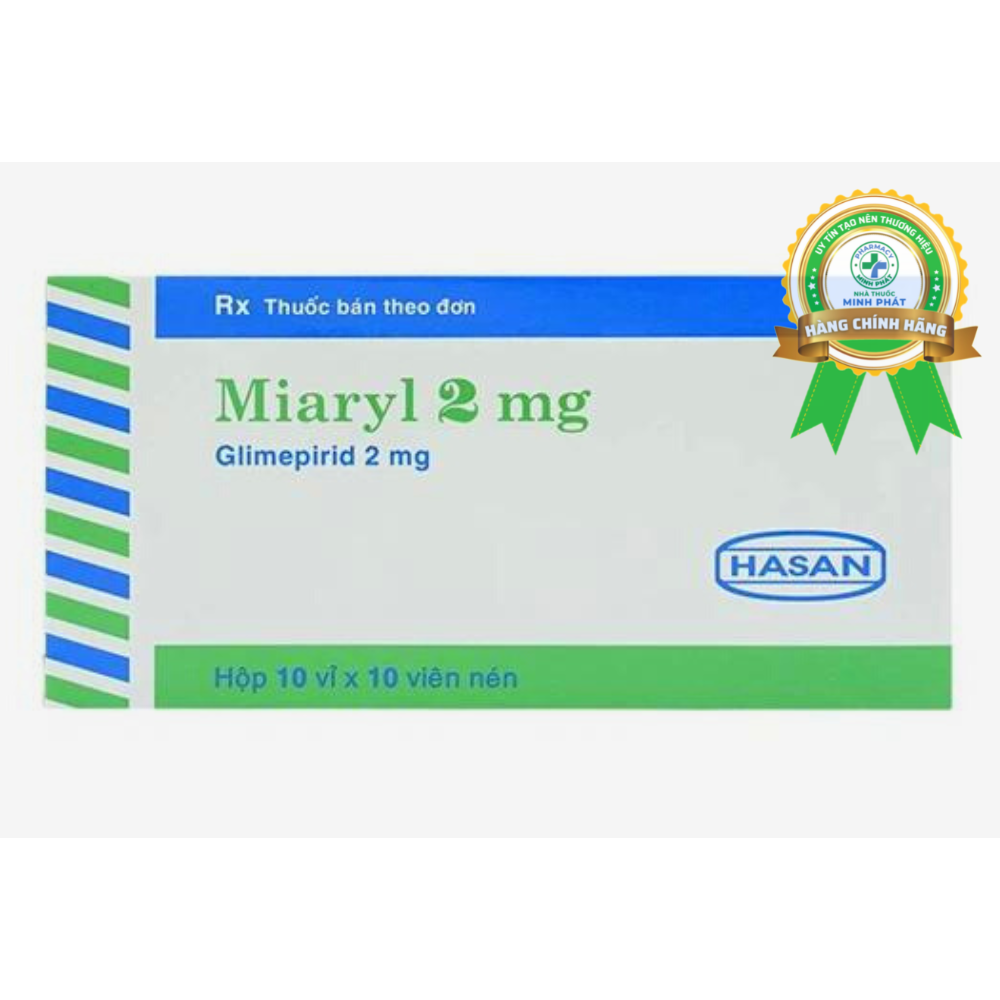 Thuốc Miaryl 2mg Hasan điều trị tiểu đường type 2 (10 vỉ x 10 viên)